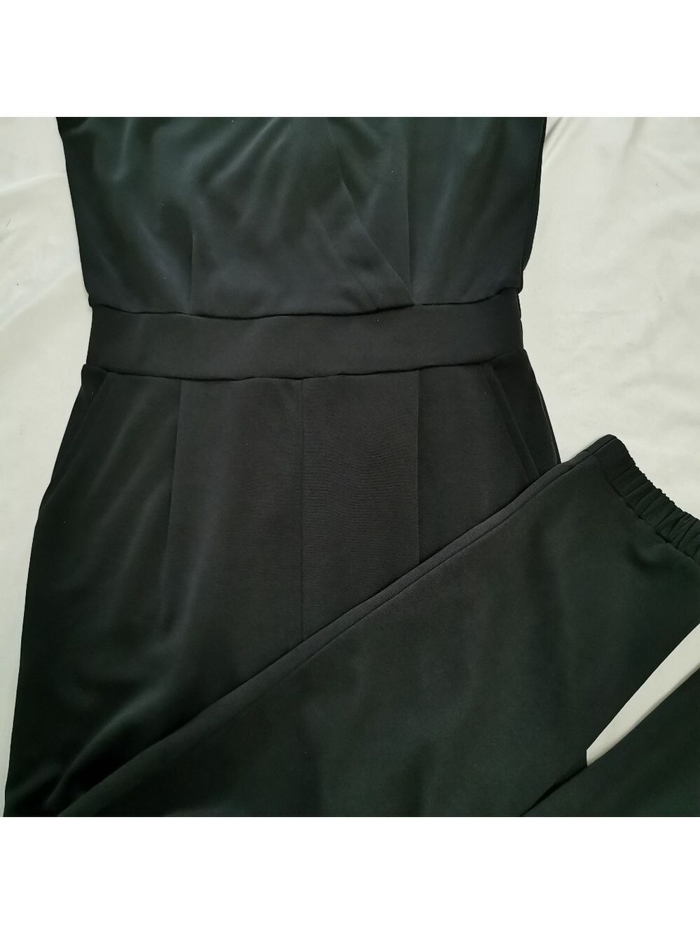 RW&CO Faux Wrap Tapered Leg Jumpsuit Black Small Petite (SP) - Picture 4 of 11